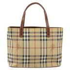 Burberry Top Handle Tote Haymarket Coated Canvas Beige Canvas Handbag (Authentic Pre-Loved)