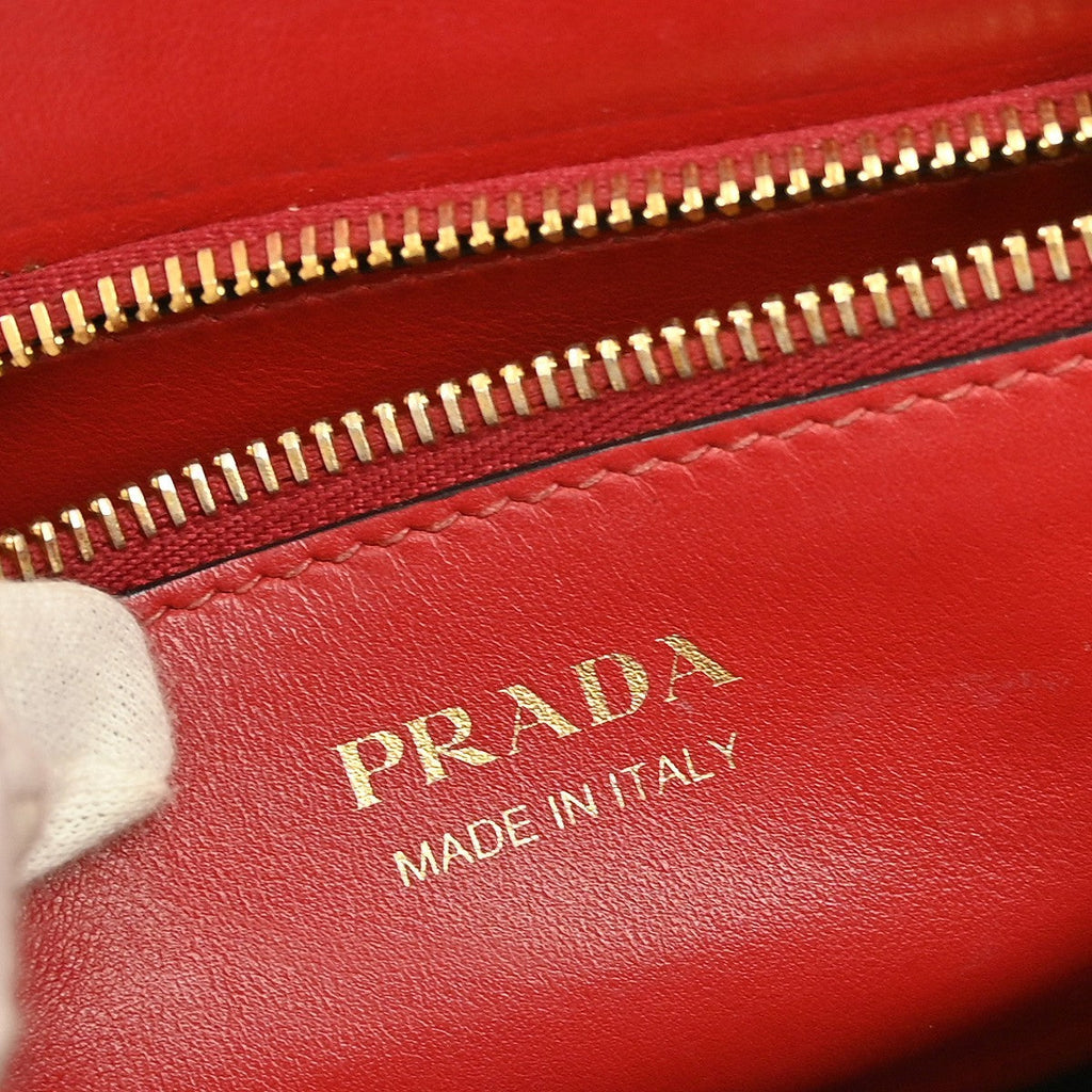 Prada Paradigme Tote Saffiano With City Calf Red Leather Handbag (Authentic Pre-Loved)