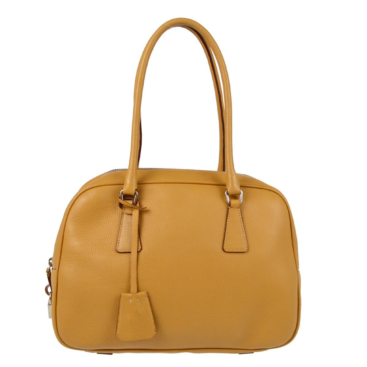 Prada Bowler Bag Saffiano Leather Beige Leather Handbag (Authentic Pre-Loved)