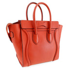 Celine Luggage Bag Grainy Leather Red Calfskin Handbag (Authentic Pre-Loved)