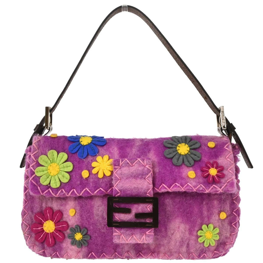 Fendi Baguette Bag Patent Purple Felt,Leather Handbag (Authentic Pre-Loved)