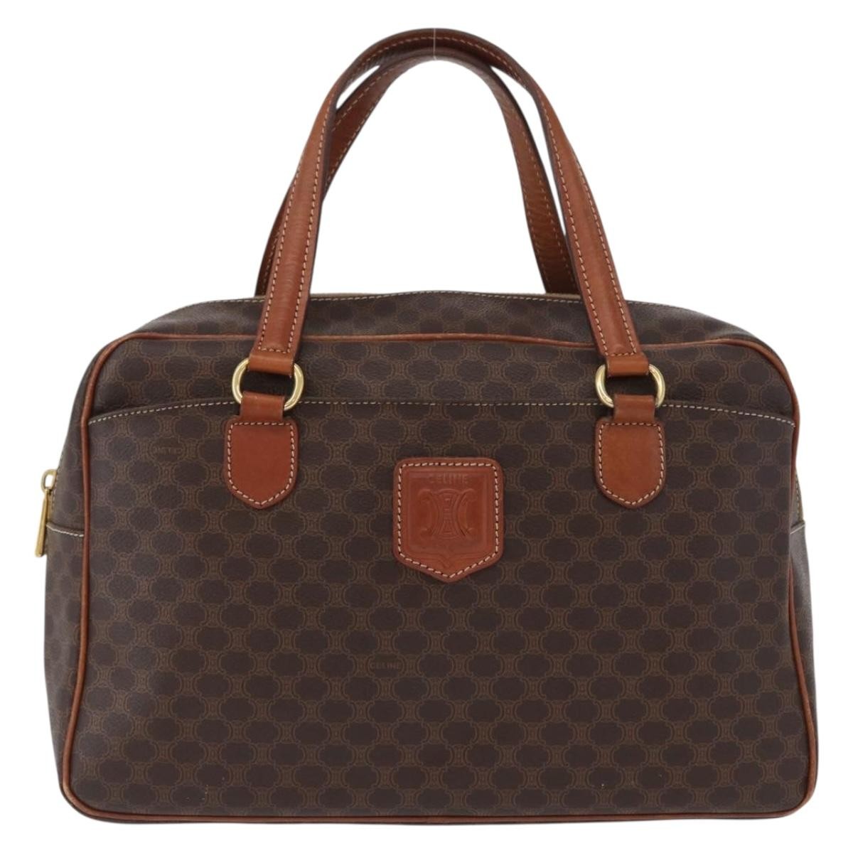 Celine Vintage Macadam Handbag Canvas And Leather Brown Canvas Handbag (Authentic Pre-Loved)