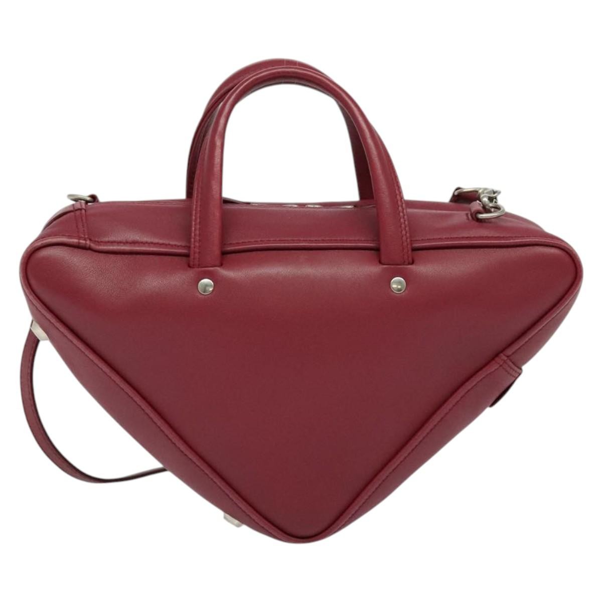 Balenciaga Triangle Duffle Bag Leather Red Leather Handbag (Authentic Pre-Loved)
