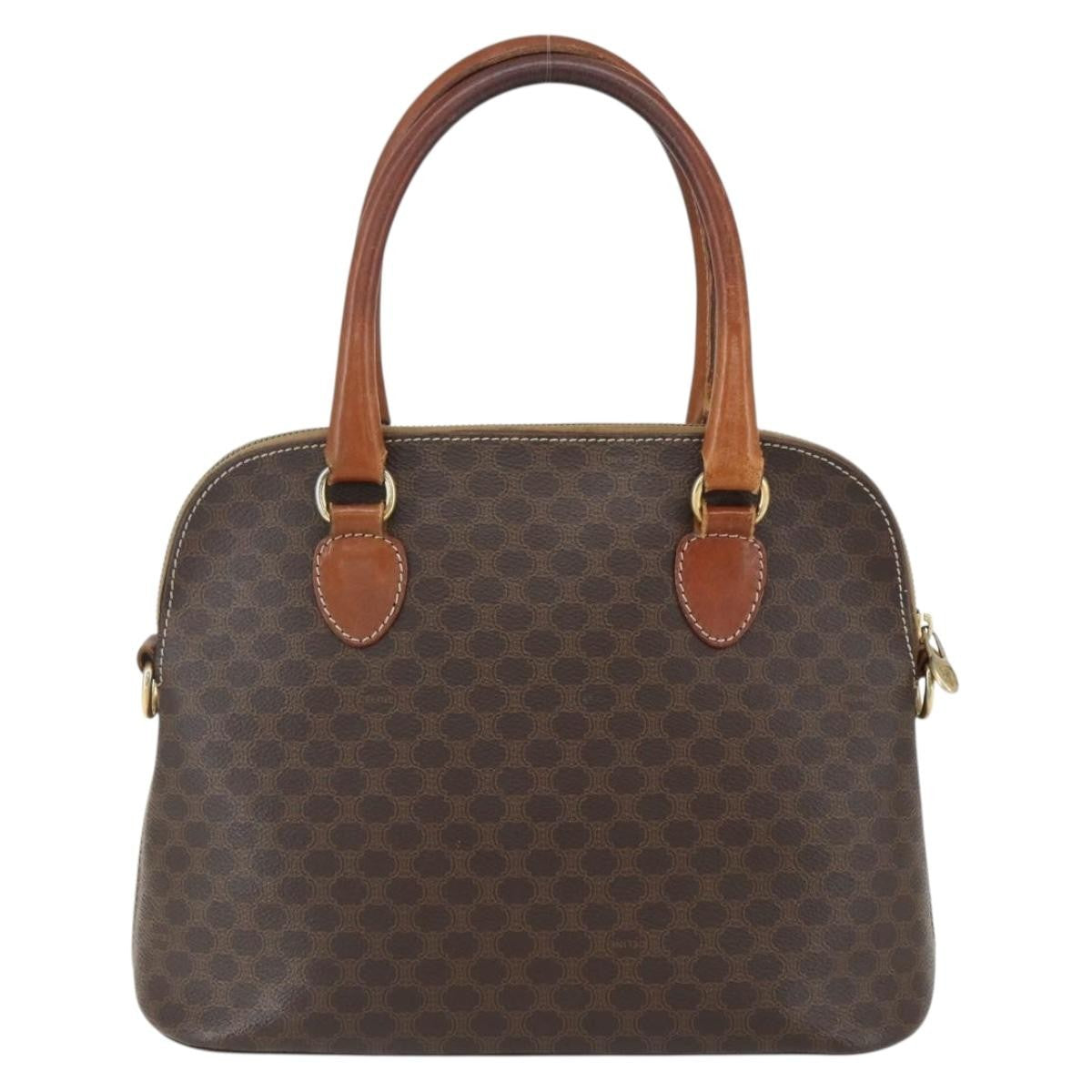 Celine Vintage Macadam Handbag Canvas And Leather Brown Canvas Handbag (Authentic Pre-Loved)