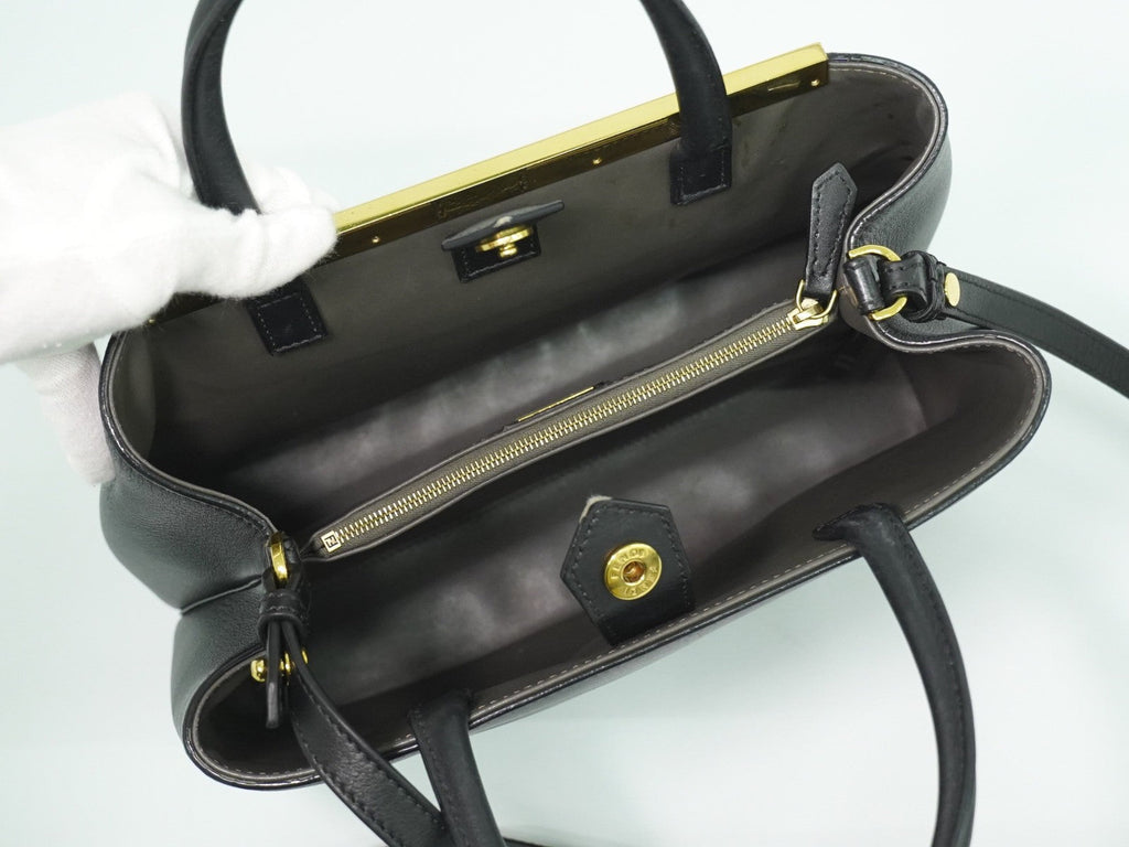 Fendi 2Jours Bag Leather Black Leather Handbag (Authentic Pre-Loved)