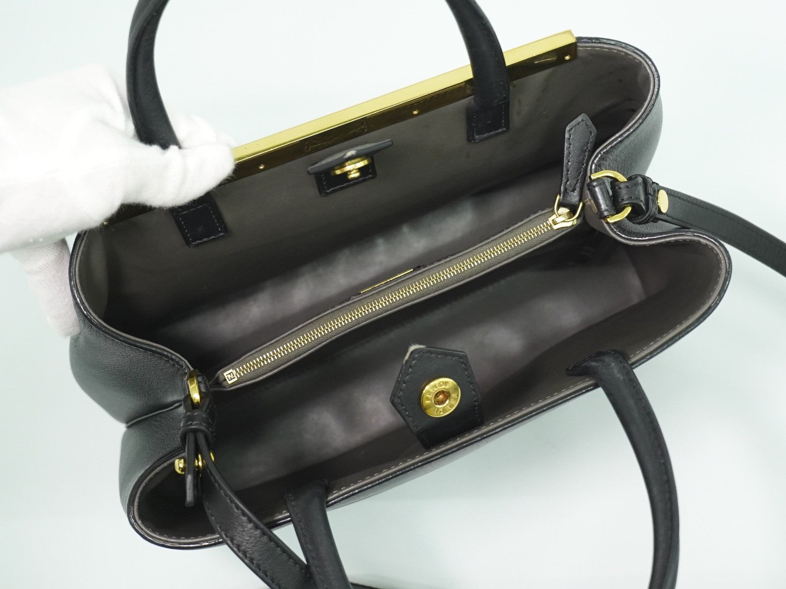 Fendi 2Jours Bag Leather Black Leather Handbag (Authentic Pre-Loved)
