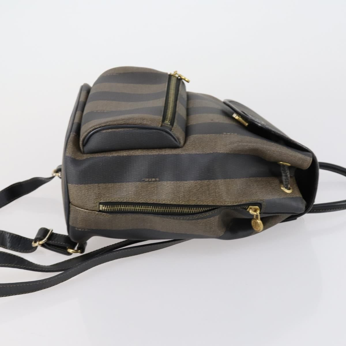 Fendi Pequin Front Pocket Backpack Coated Canvas Brown Pvc Backpack Bag (Authentic Pre-Loved)