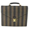 Fendi Vintage Pequin Briefcase Bag Coated Canvas Brown Canvas Briefcase Bag (Authentic Pre-Loved)