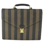 Fendi Vintage Pequin Briefcase Bag Coated Canvas Brown Canvas Briefcase Bag (Authentic Pre-Loved)