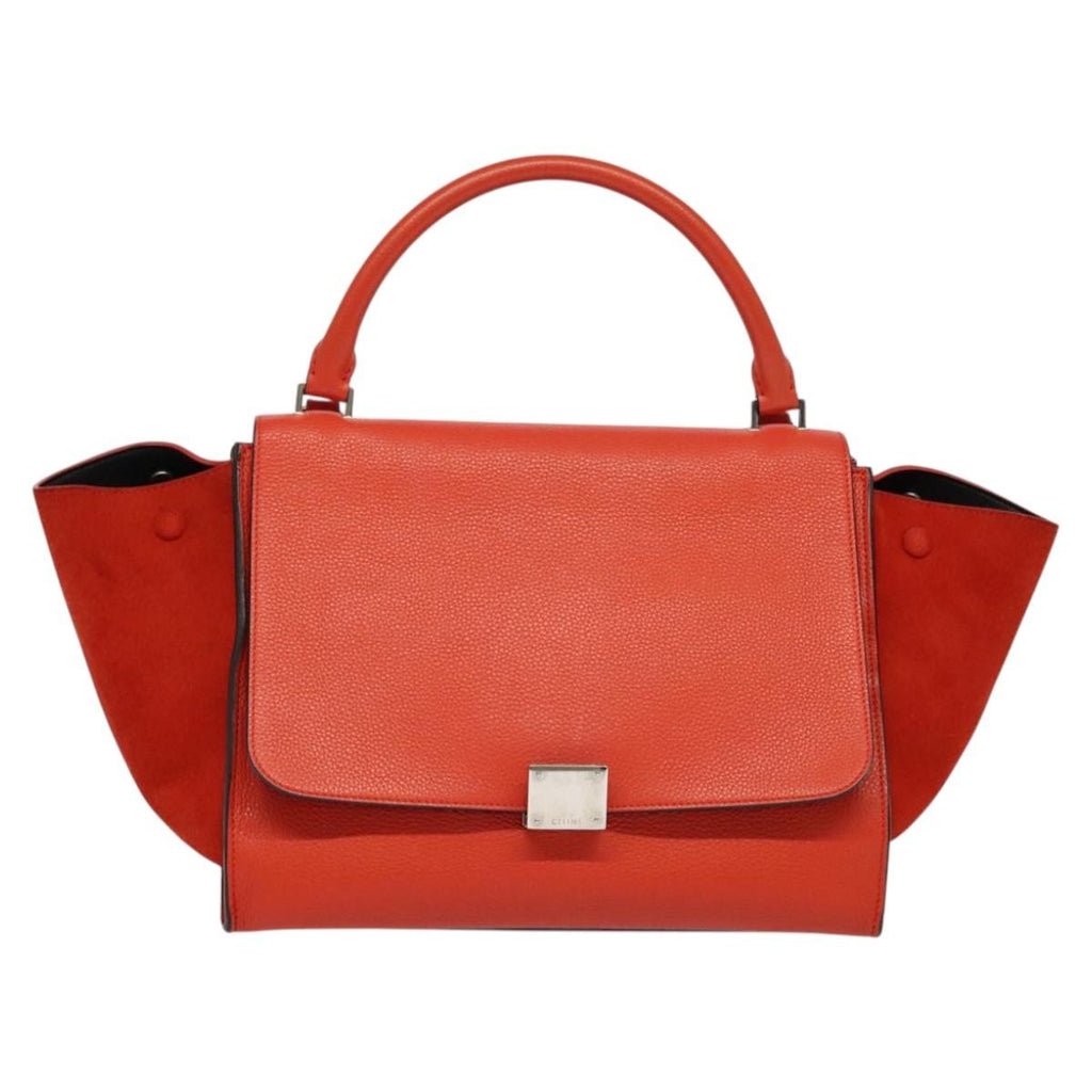 Celine Trapeze Bag Leather With Suede Red Leather Handbag (Authentic Pre-Loved)