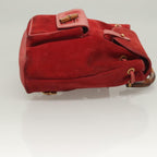 Gucci Vintage Bamboo Backpack Suede Red Suede Backpack Bag (Authentic Pre-Loved)