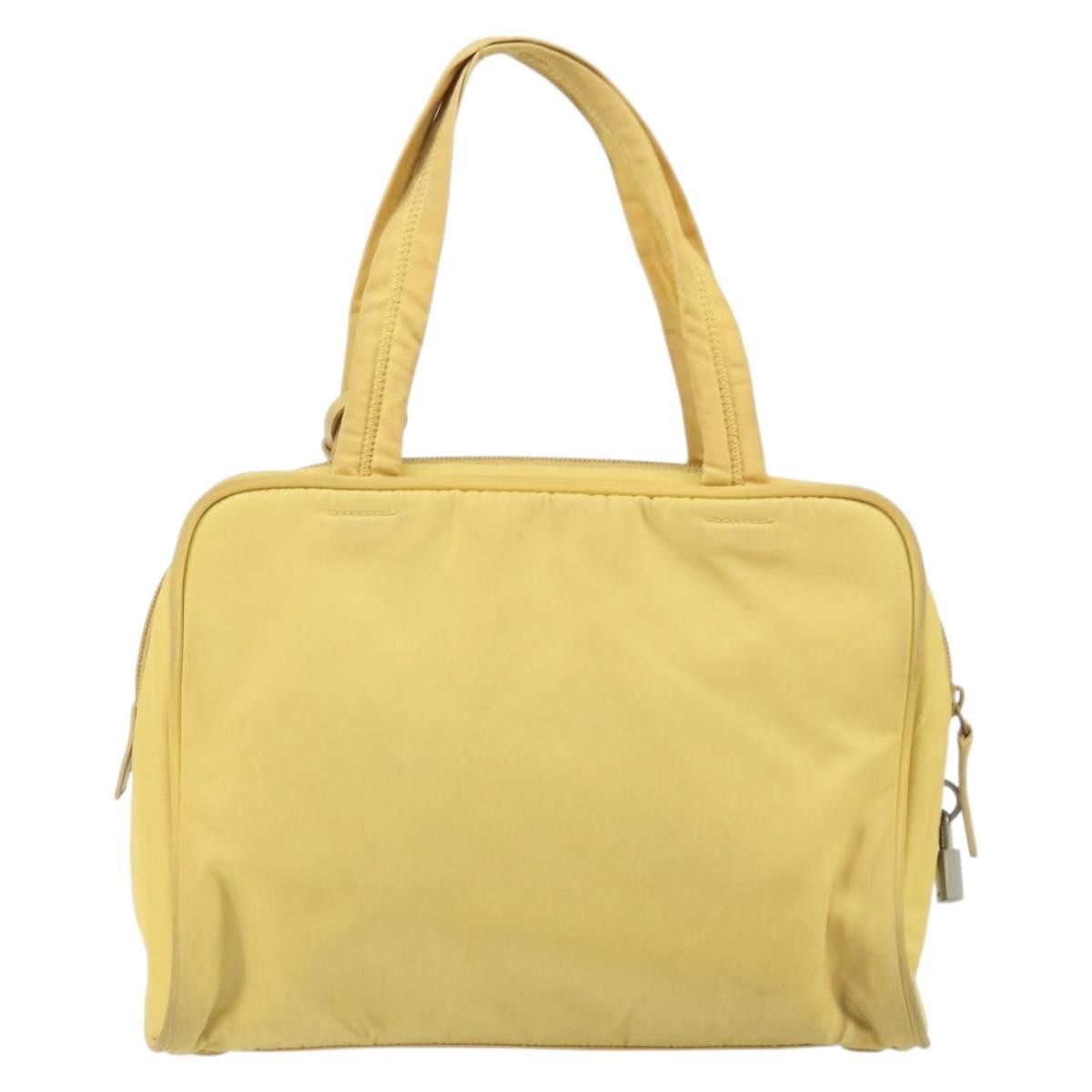 Prada Zip Around Tote Tessuto Yellow Nylon Handbag (Authentic Pre-Loved)