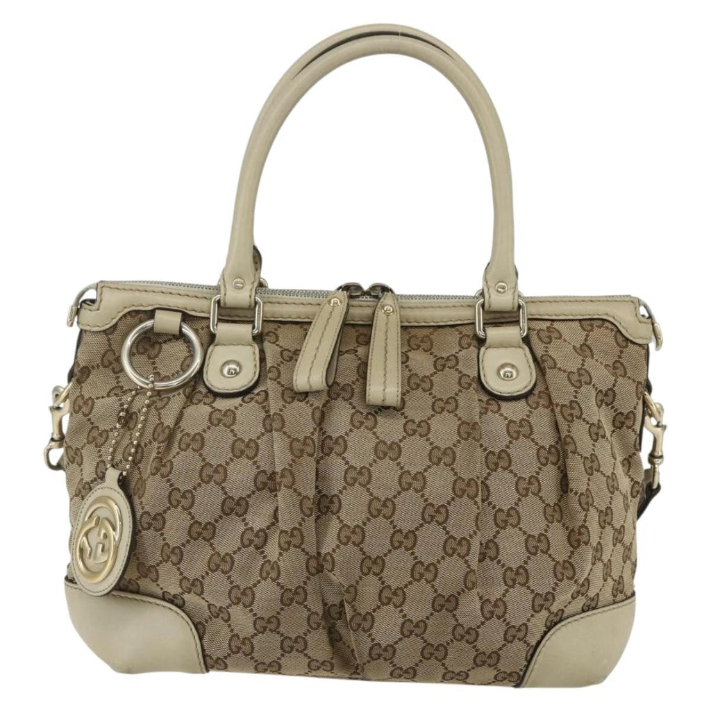 Gucci Sukey Top Handle Satchel Gg Coated Canvas Beige Canvas Handbag (Authentic Pre-Loved)