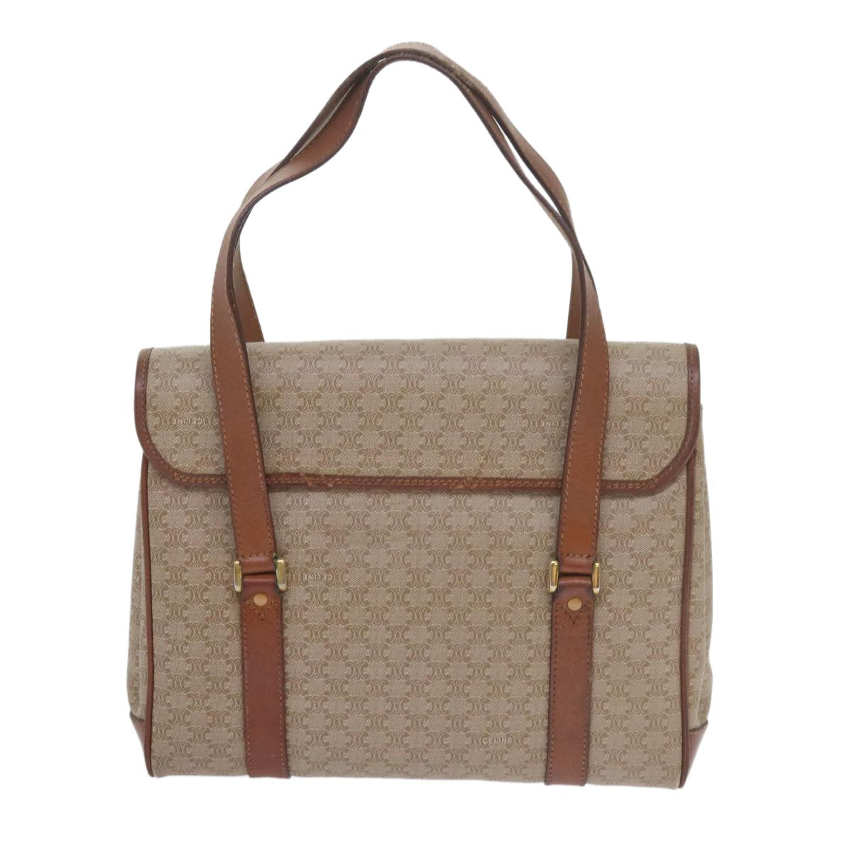 Celine Vintage Macadam Handbag Canvas And Leather Beige Canvas Handbag (Authentic Pre-Loved)