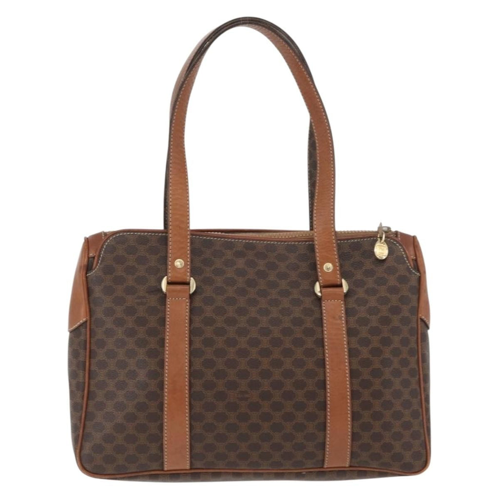 Celine Vintage Macadam Handbag Canvas And Leather Brown Canvas Handbag (Authentic Pre-Loved)