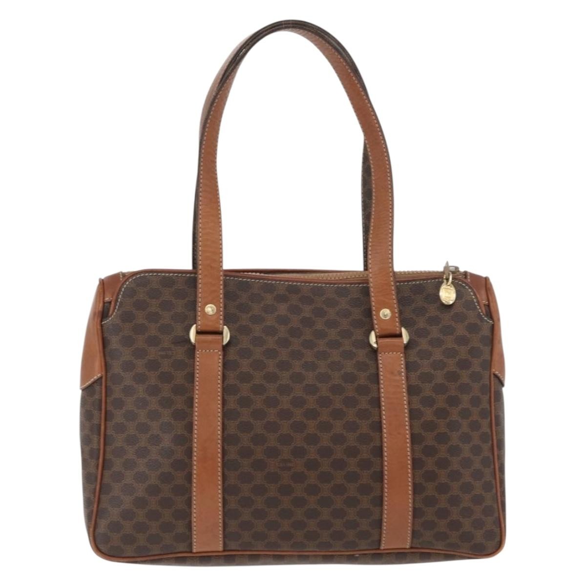 Celine Vintage Macadam Handbag Canvas And Leather Brown Canvas Handbag (Authentic Pre-Loved)