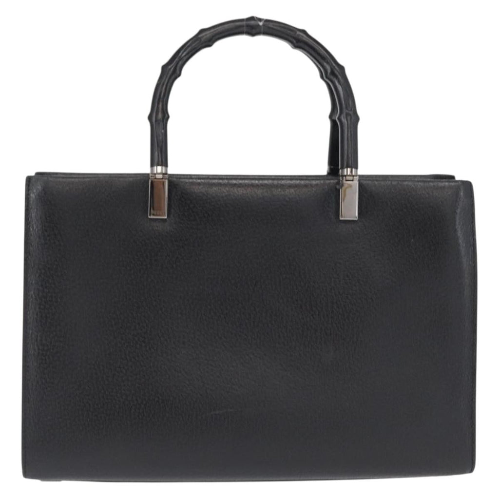Gucci Vintage Bamboo Handle Bag Leather Black Leather Handbag (Authentic Pre-Loved)