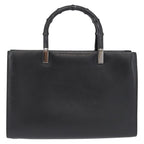 Gucci Vintage Bamboo Handle Bag Leather Black Leather Handbag (Authentic Pre-Loved)
