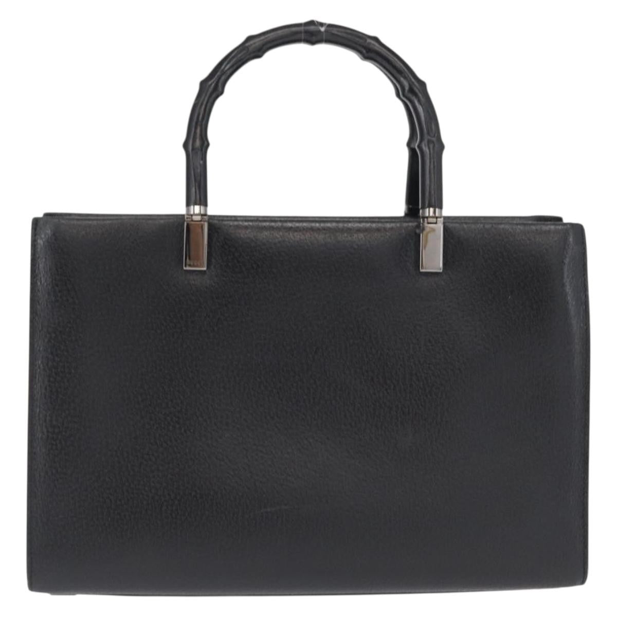 Gucci Vintage Bamboo Handle Bag Leather Black Leather Handbag (Authentic Pre-Loved)