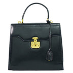 Gucci Vintage Lady Lock Top Handle Bag Leather Navy Leather Handbag (Authentic Pre-Loved)