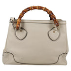 Gucci Diana Bamboo Top Handle Tote Leather White Leather Handbag (Authentic Pre-Loved)