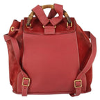 Gucci Vintage Bamboo Backpack Suede Red Suede Backpack Bag (Authentic Pre-Loved)
