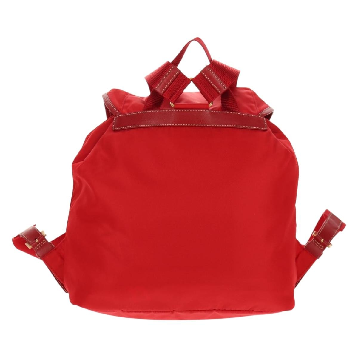 Prada Vela Double Front Pocket Backpack Tessuto With Saffiano Leather Red Nylon Backpack Bag (Authentic Pre-Loved)
