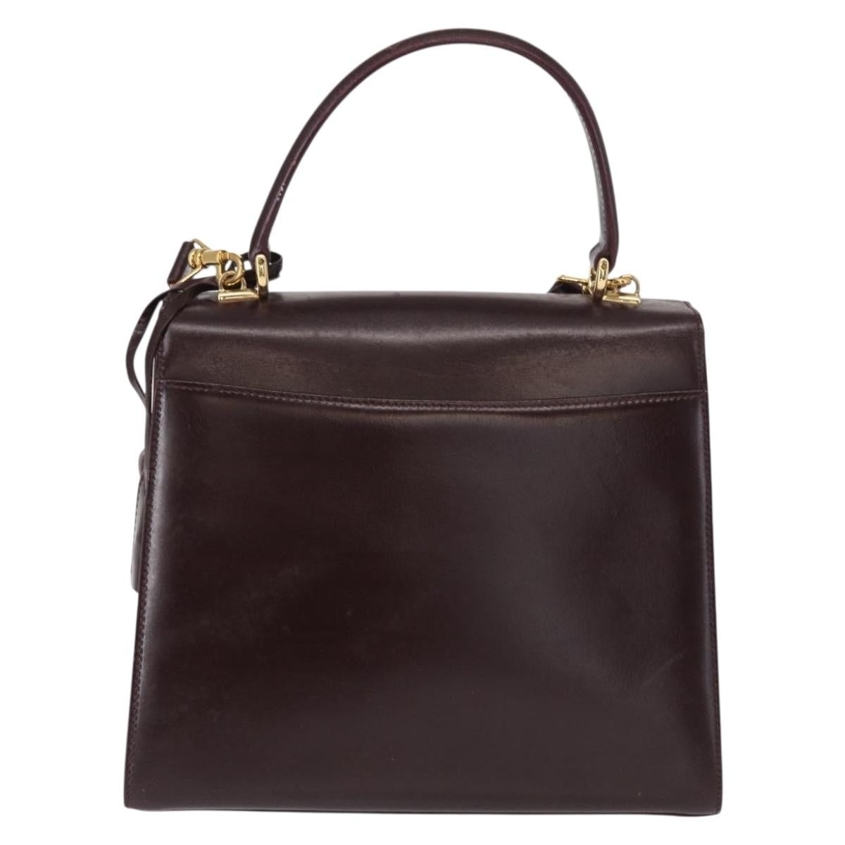 Gucci Vintage Lady Lock Top Handle Bag Leather Burgundy Leather Handbag (Authentic Pre-Loved)