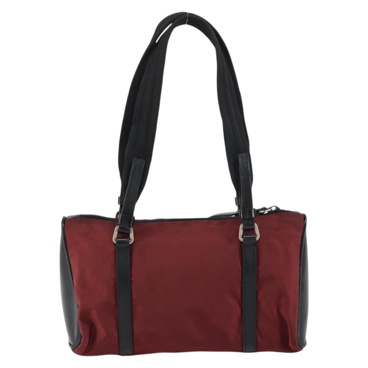 Prada Vintage Zip Handbag Tessuto Burgundy Nylon Handbag (Authentic Pre-Loved)