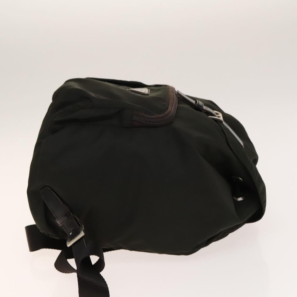 Prada Front Pocket Buckle Backpack Nylon Khaki Nylon Backpack Bag (Authentic Pre-Loved)