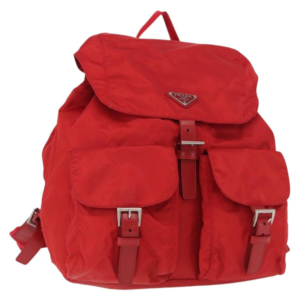 Prada Double Front Pocket Backpack Tessuto Red Nylon Backpack Bag (Authentic Pre-Loved)