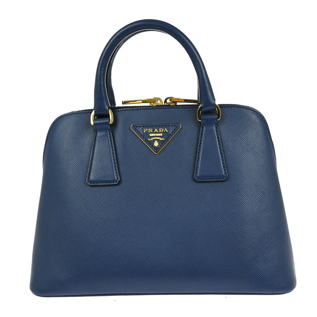 Prada Promenade Bag Saffiano Leather Blue Leather Handbag (Authentic Pre-Loved)