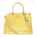 Prada Open Promenade Bag Saffiano Leather Yellow Leather Handbag (Authentic Pre-Loved)