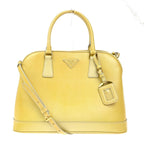 Prada Open Promenade Bag Saffiano Leather Yellow Leather Handbag (Authentic Pre-Loved)