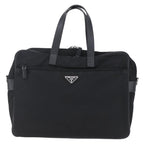 Prada Convertible Front Zip Briefcase Tessuto With Saffiano Leather Black Nylon Briefcase Bag (Authentic Pre-Loved)