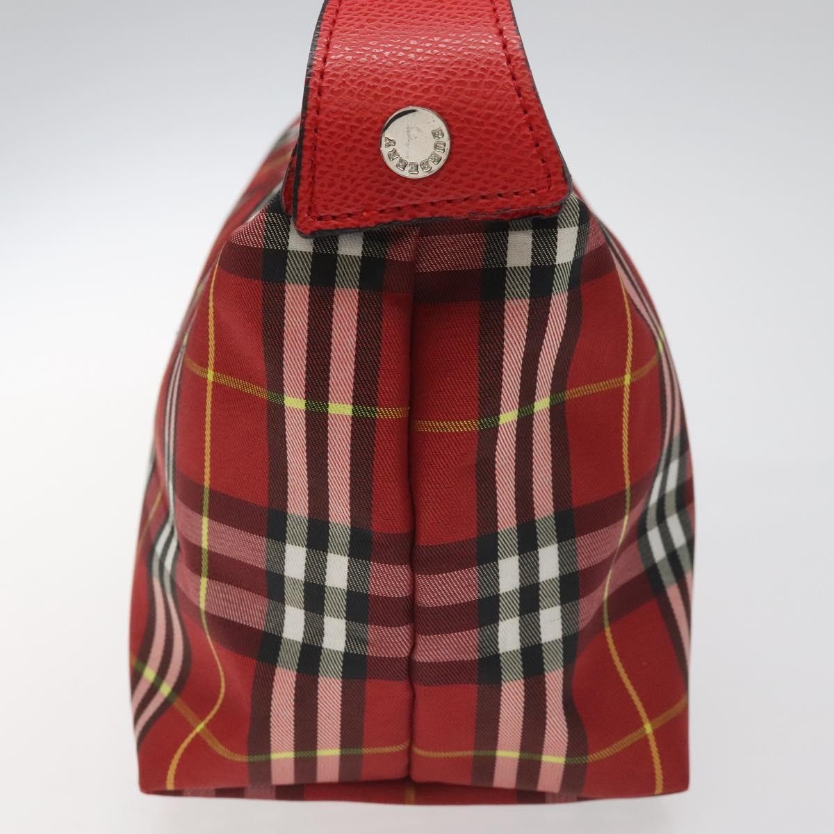 Burberry Nova Check Handbag Leather And Nylon Red Nylon Handbag (Authentic Pre-Loved)