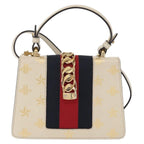 Gucci Sylvie Top Handle Bag Printed Leather Beige Leather Handbag (Authentic Pre-Loved)