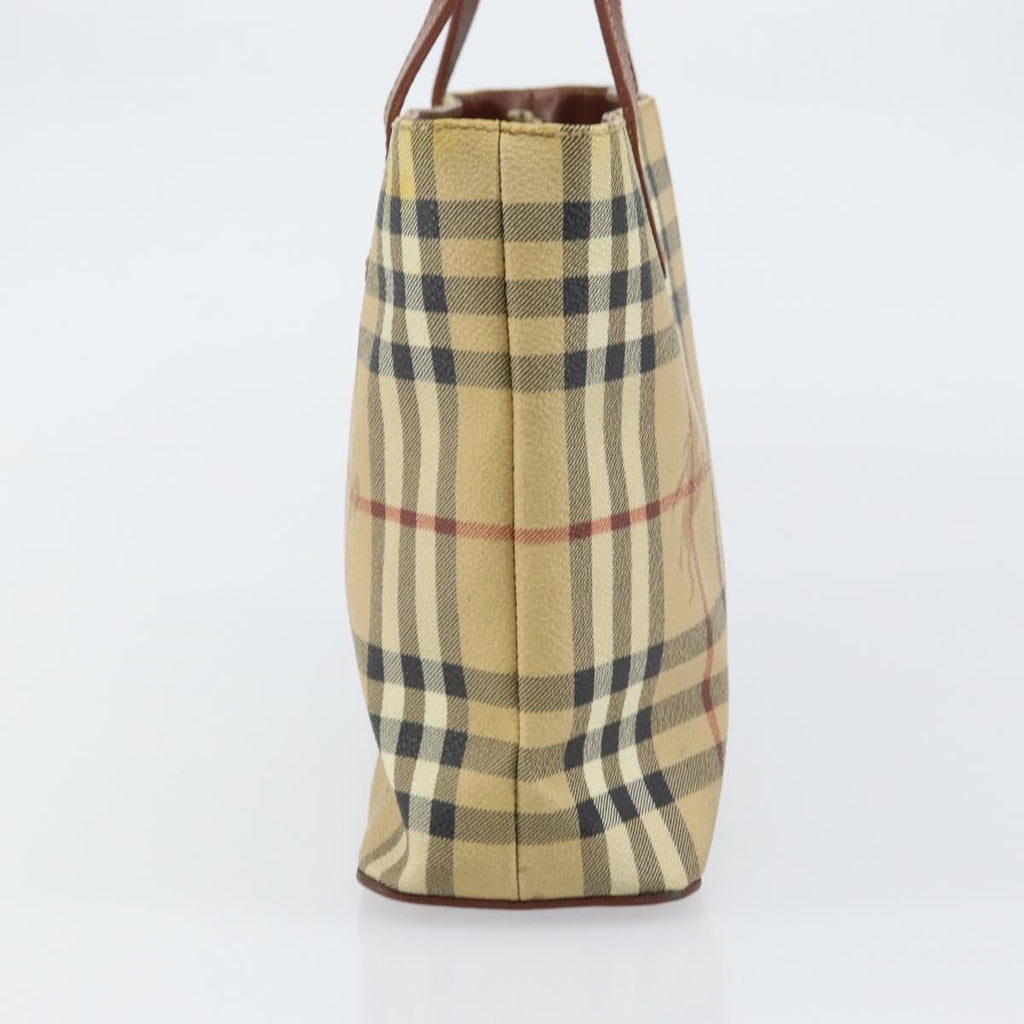 Burberry Top Handle Tote Haymarket Coated Canvas Beige Canvas Handbag (Authentic Pre-Loved)