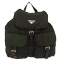 Prada Double Front Pocket Backpack Tessuto Khaki Nylon Backpack Bag (Authentic Pre-Loved)