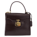 Gucci Vintage Lady Lock Top Handle Bag Leather Burgundy Leather Handbag (Authentic Pre-Loved)