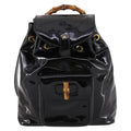 Gucci Vintage Bamboo Backpack Patent Black Patent_Leather Backpack Bag (Authentic Pre-Loved)