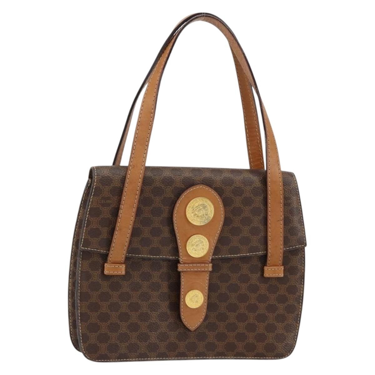 Celine Vintage Macadam Handbag Canvas And Leather Brown Canvas Handbag (Authentic Pre-Loved)