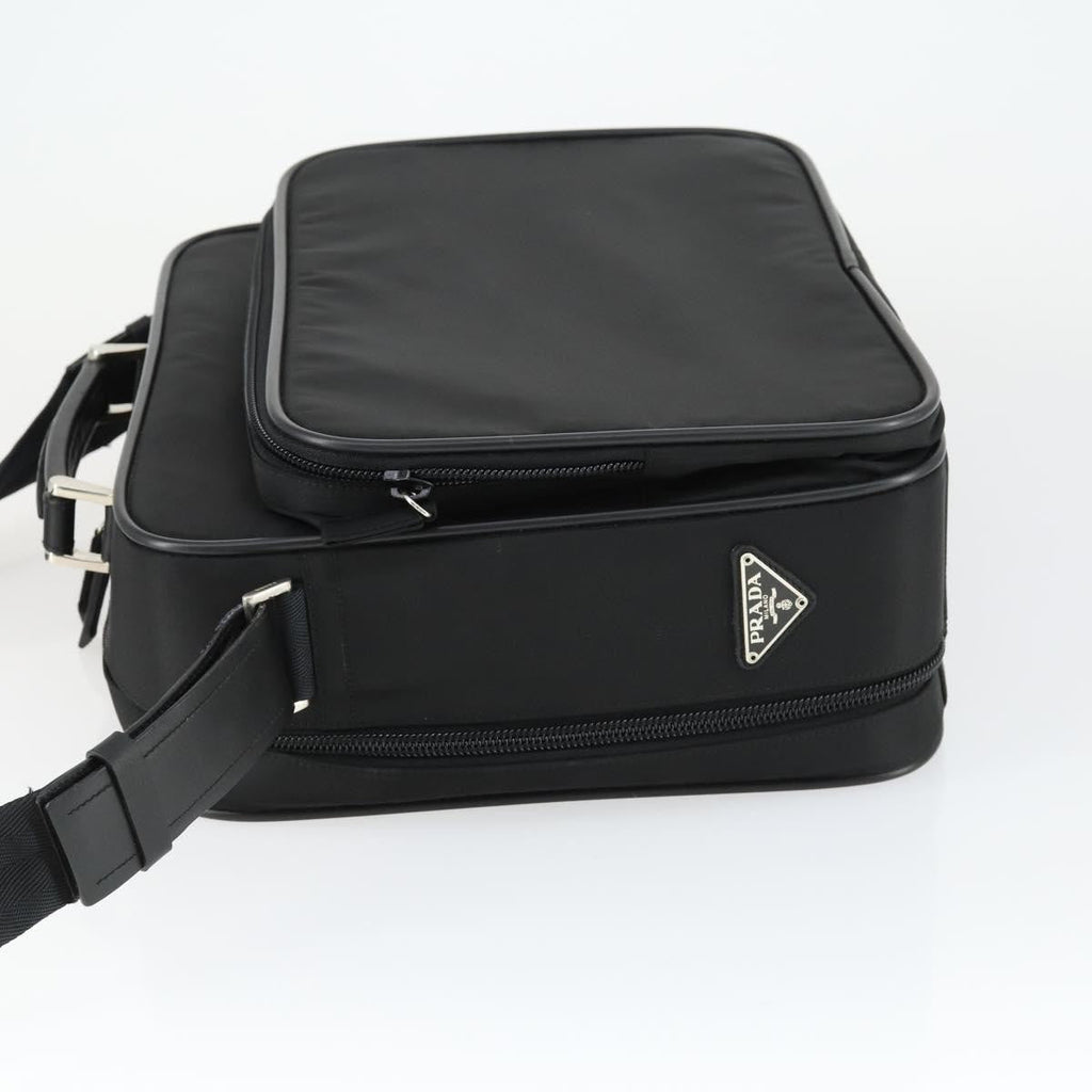 Prada Convertible Front Pocket Briefcase Tessuto With Saffiano Leather Black Nylon Briefcase Bag (Authentic Pre-Loved)