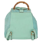 Gucci Vintage Bamboo Backpack Suede Green Suede Backpack Bag (Authentic Pre-Loved)