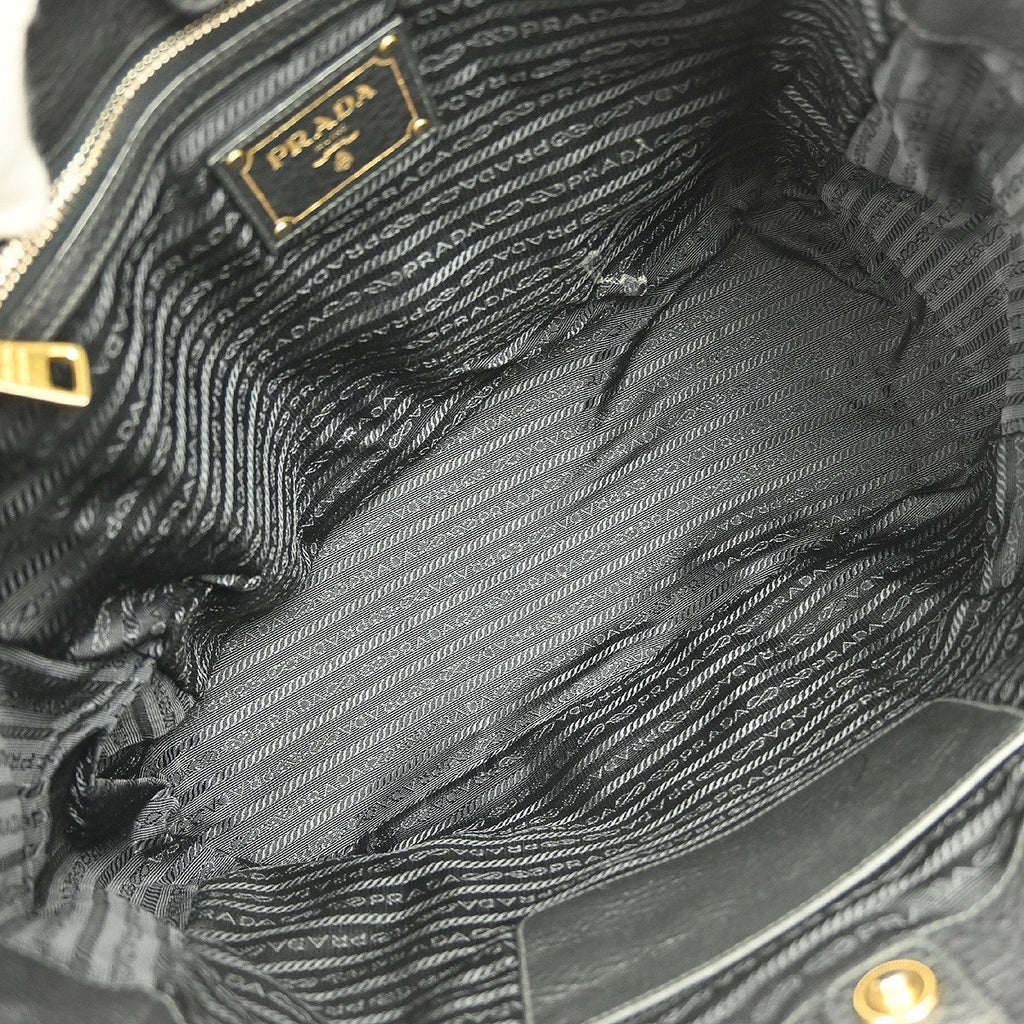 Prada Front Zip Tote Vitello Daino Black Leather Handbag (Authentic Pre-Loved)