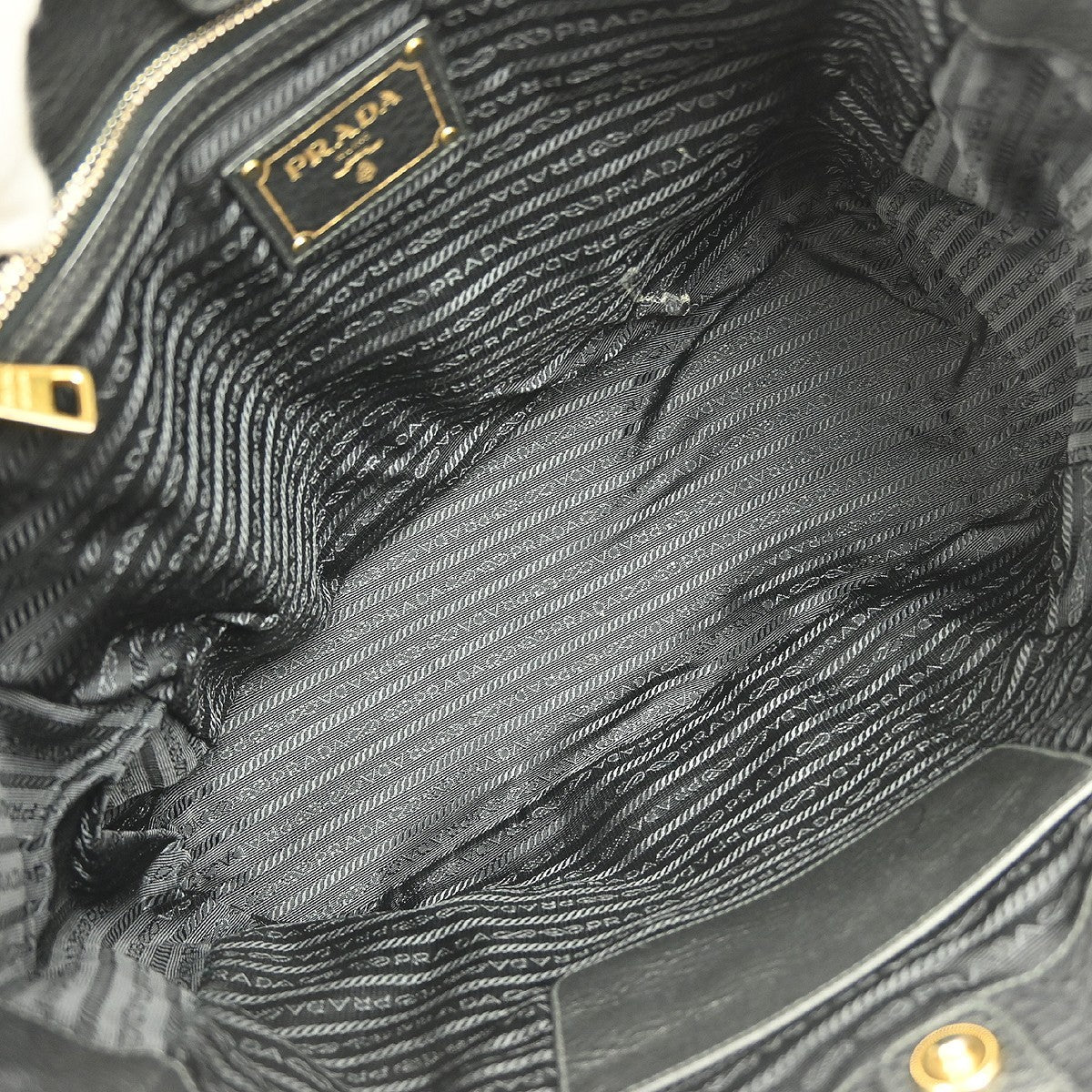 Prada Front Zip Tote Vitello Daino Black Leather Handbag (Authentic Pre-Loved)