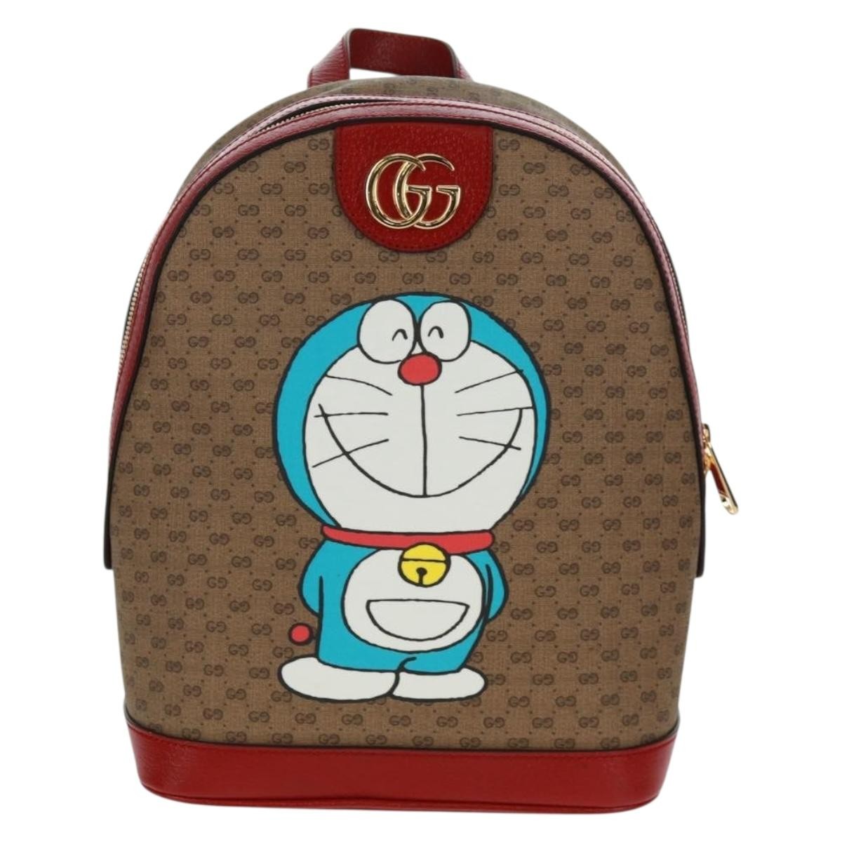 Gucci Doraemon Zip Backpack Printed Mini Gg Coated Canvas Beige Canvas Backpack Bag (Authentic Pre-Loved)