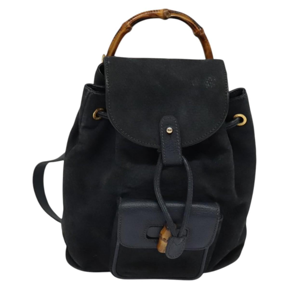 Gucci Gucci Bamboo Backpack Daim Navy Suede Backpack Bag (Authentic Pre-Loved)