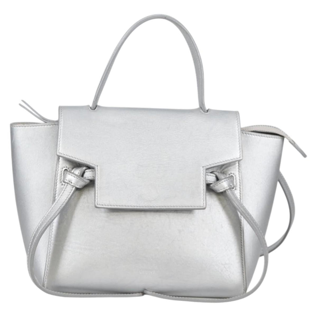 Celine Belt Bag Textured Leather Silver Leather Handbag (Authentic Pre-Loved)