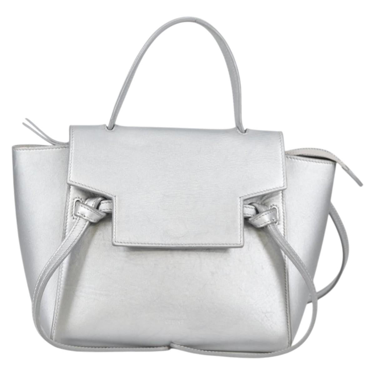 Celine Belt Bag Textured Leather Silver Leather Handbag (Authentic Pre-Loved)